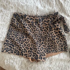 Leopard Print Wrap Skort